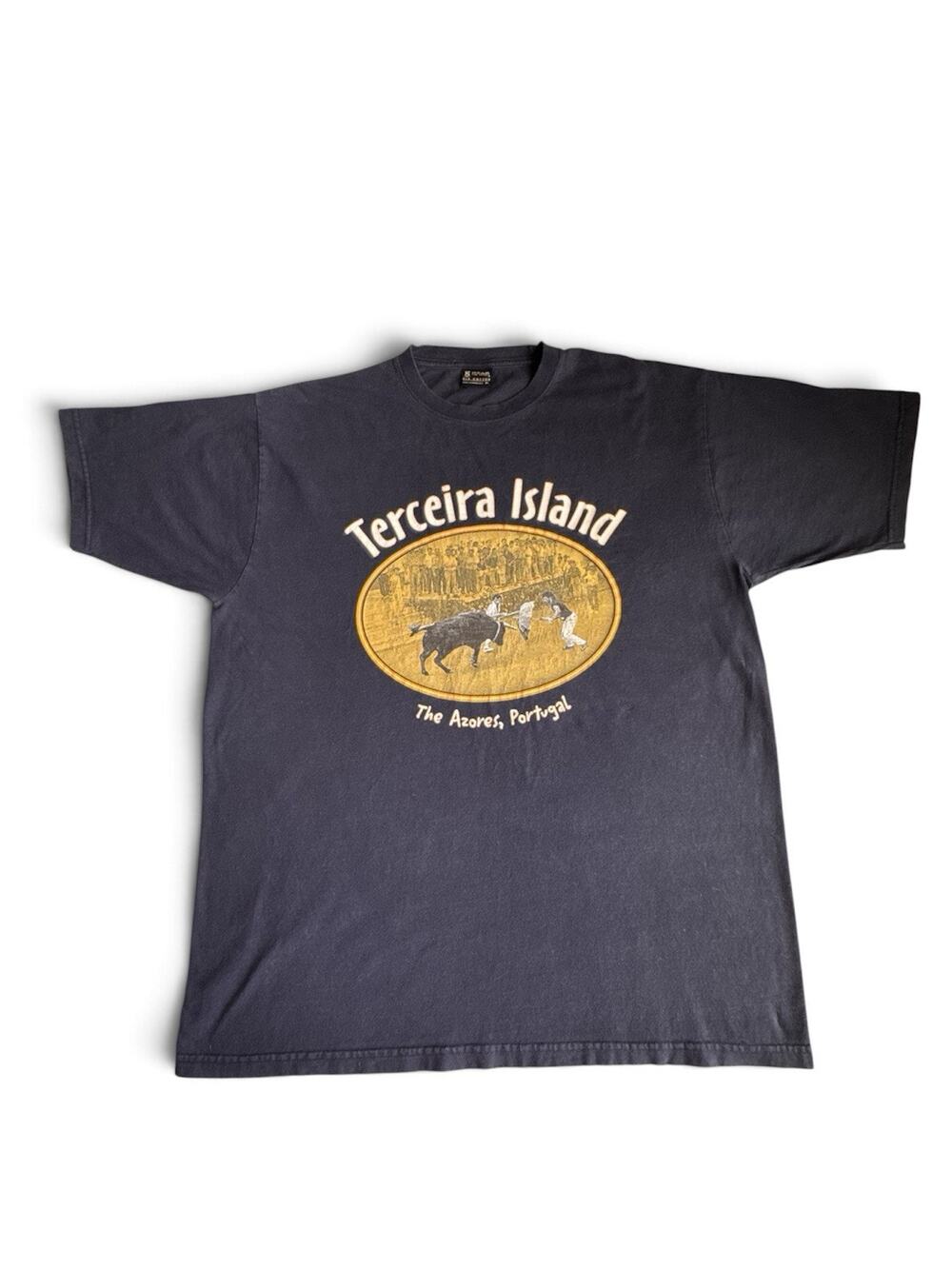 Vintage Terceira Island Azores Portugal Bullfighting Graphic T-Shirt Mens XL